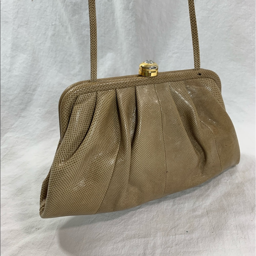 SUSAN GAIL beige bellido snake shoulder bag clutch